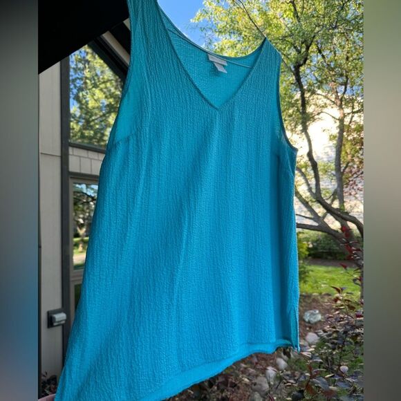 Soft Surroundings Sleeveless V-Neck Tank Top Blouse Women’s Size Large Aqua - Picture 1 of 7